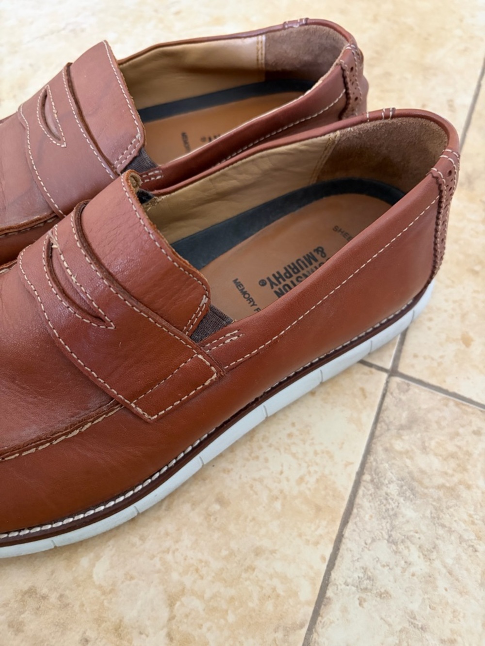 Johnston & Murphy Chestnut Leather Slip-On Loafers